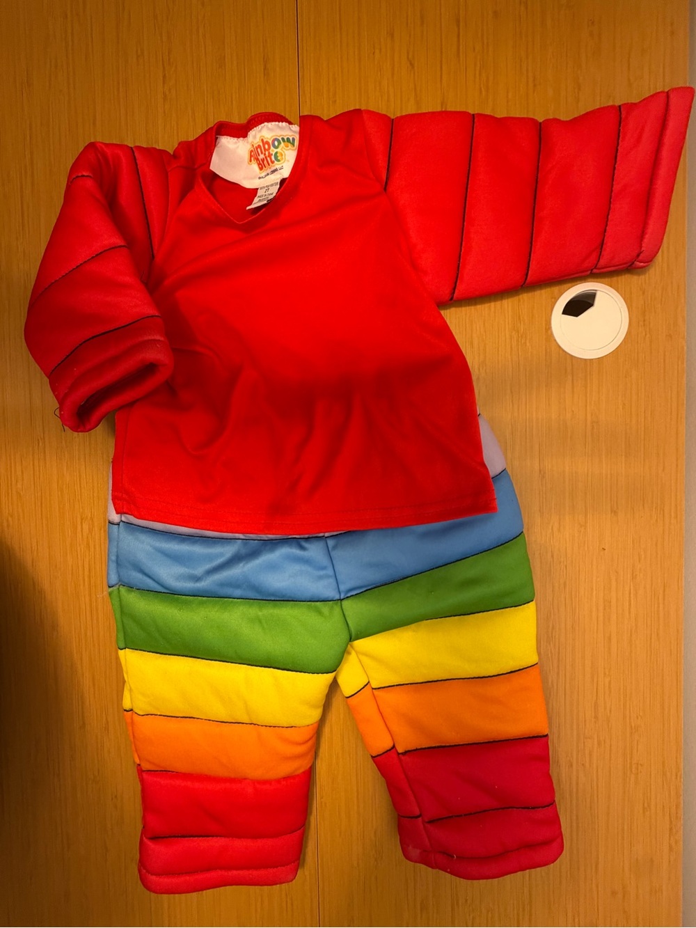 Rainbow Brite Kids Costume - Red Top with Rainbow Striped Pants 2 PC THROWBACK